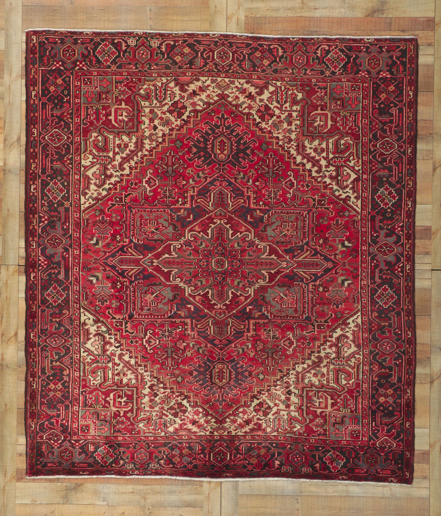 8 x 9 Vintage Persian Heriz Rug 61124