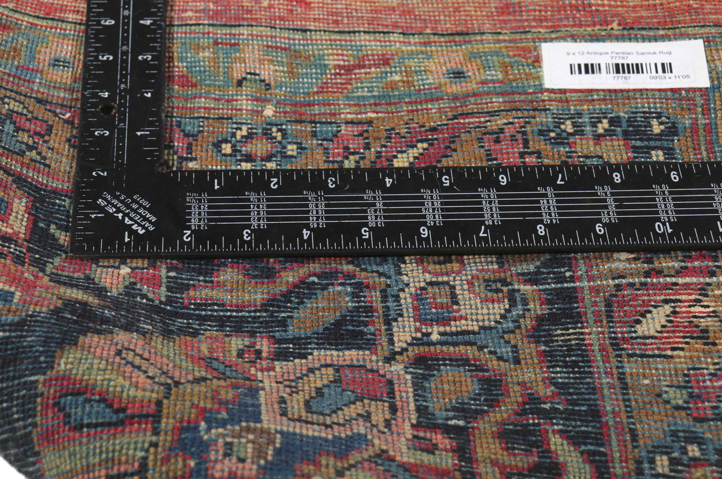 9 x 11 Antique Persian Mohajeran Sarouk Rug 77787