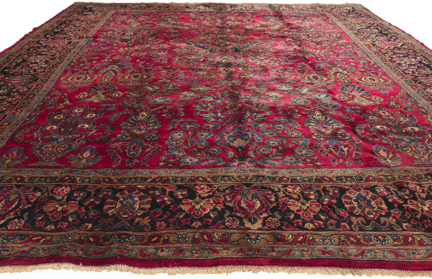 9 x 11 Antique Persian Mohajeran Sarouk Rug 77787