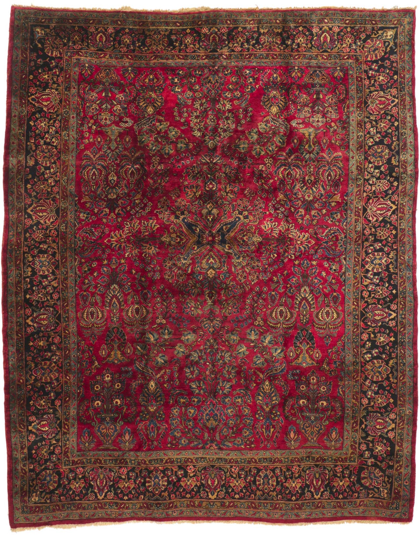 9 x 11 Antique Persian Mohajeran Sarouk Rug 77787