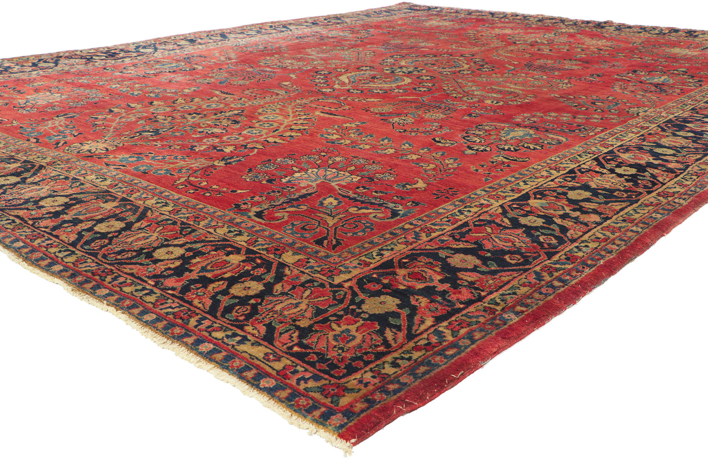 9 x 12 Antique Persian Mohajeran Sarouk Rug 78525