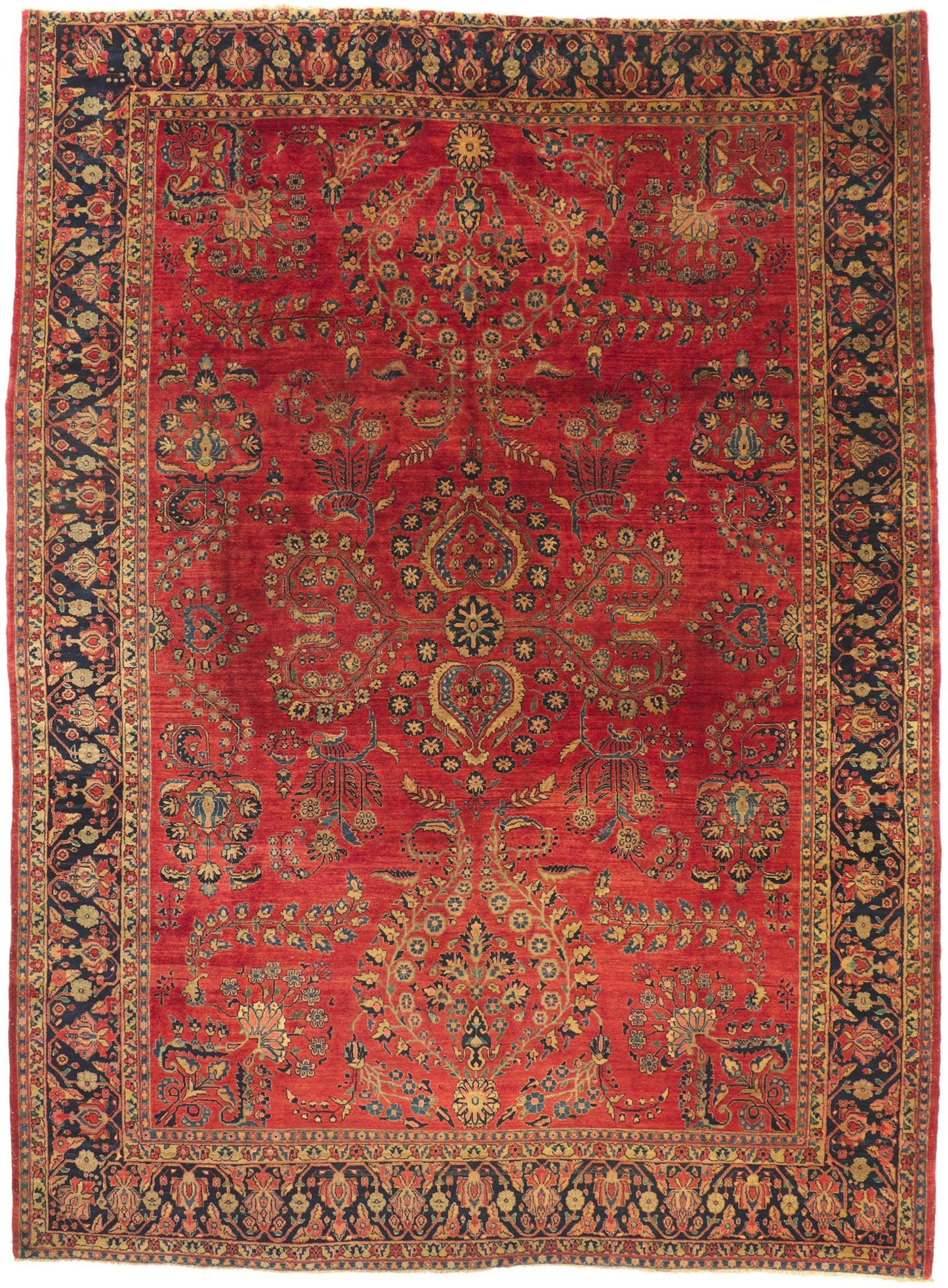 9 x 12 Antique Persian Mohajeran Sarouk Rug 78525