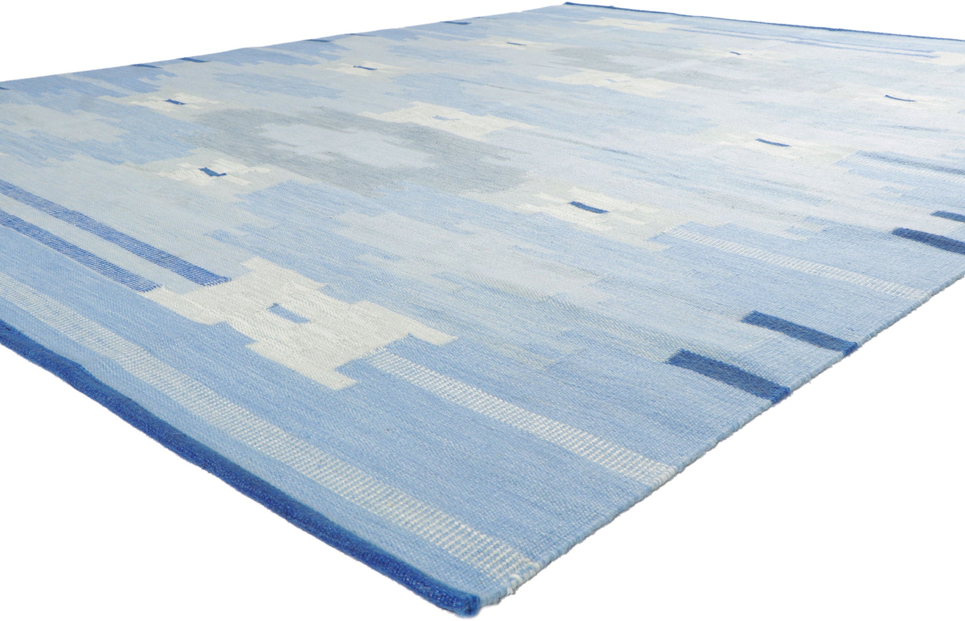 9 x 12 Sky Blue Swedish Inspired Kilim Rug 30967