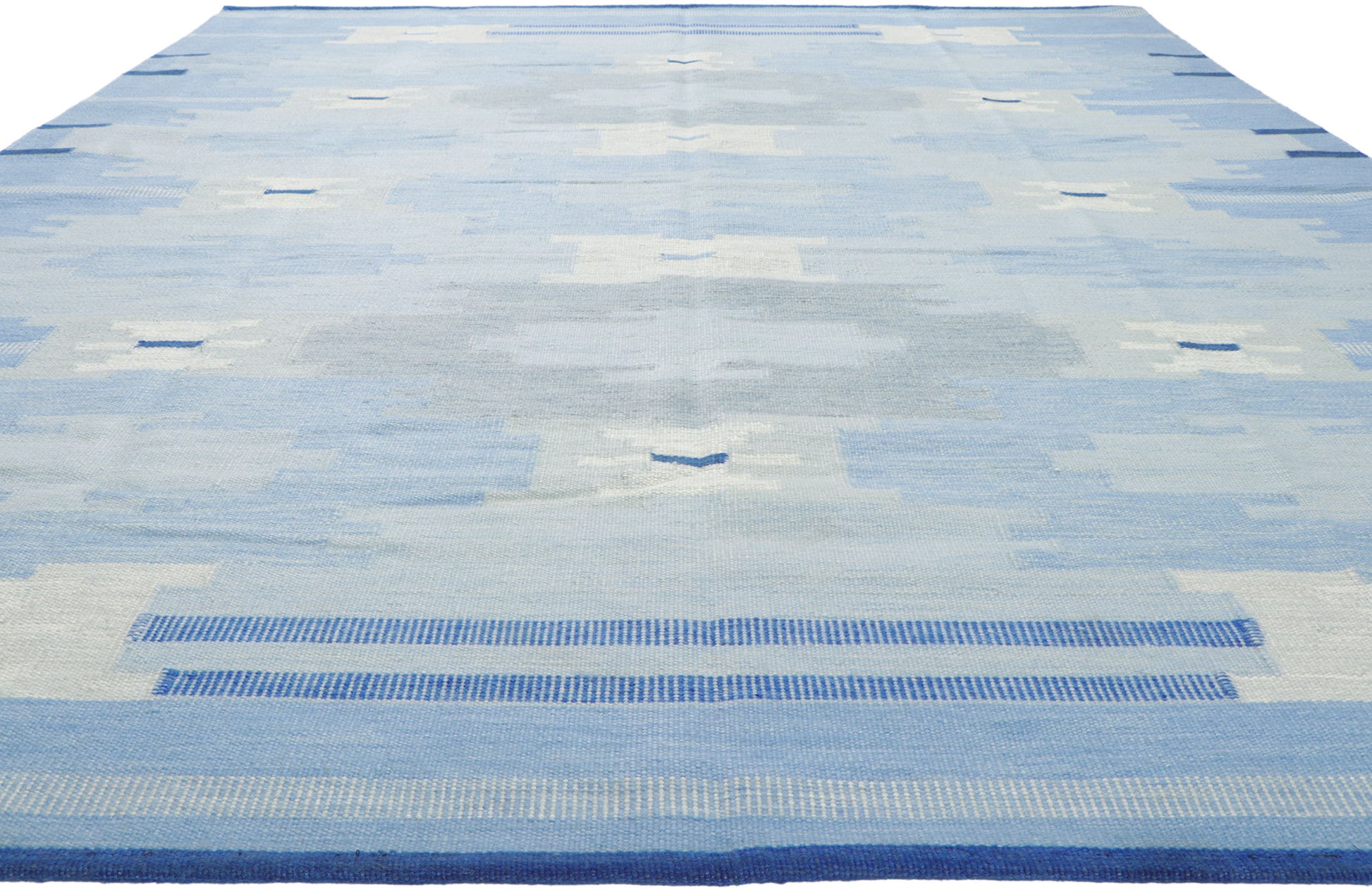 9 x 12 Sky Blue Swedish Inspired Kilim Rug 30967