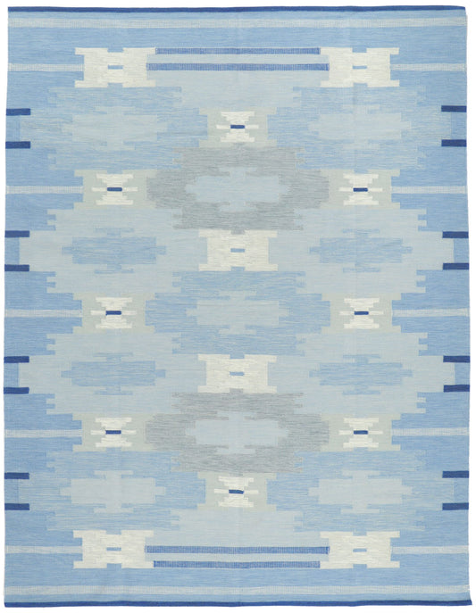 9 x 12 Sky Blue Swedish Inspired Kilim Rug 30967