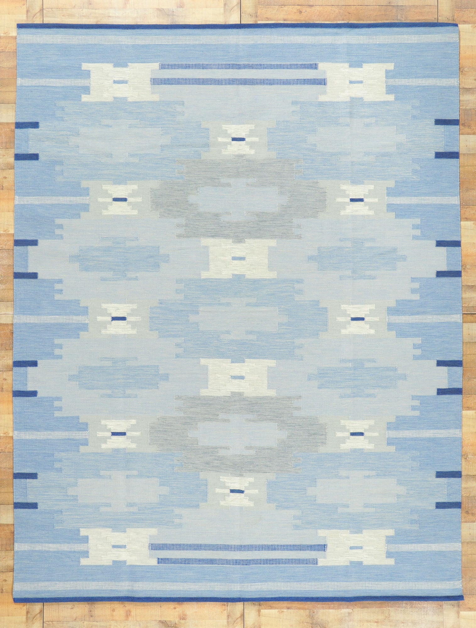 9 x 12 Sky Blue Swedish Inspired Kilim Rug 30967