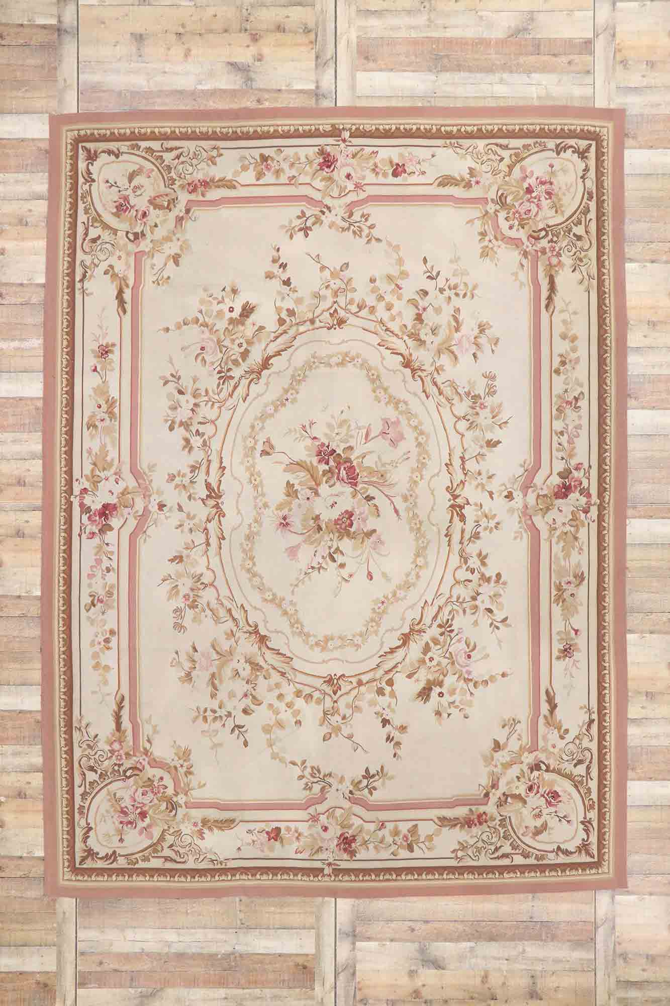 9 x 12 Vintage French Aubusson Rug 77645