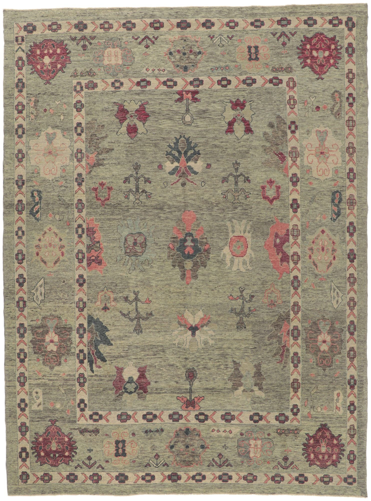 9 x 12 Colorful Turkish Oushak Rug 53863