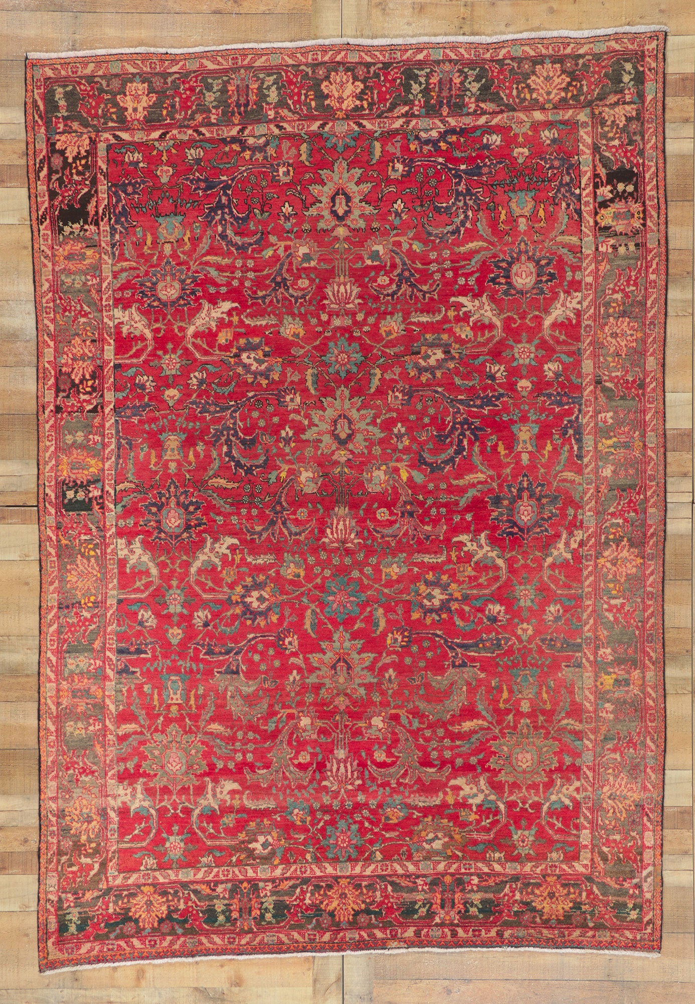 7 x 10 Vintage Persian Tabriz Rug 60715
