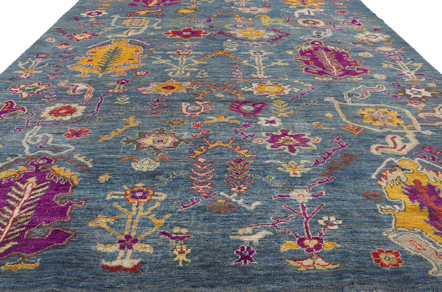 9 x 11 Colorful Blue Oushak Rug 80818