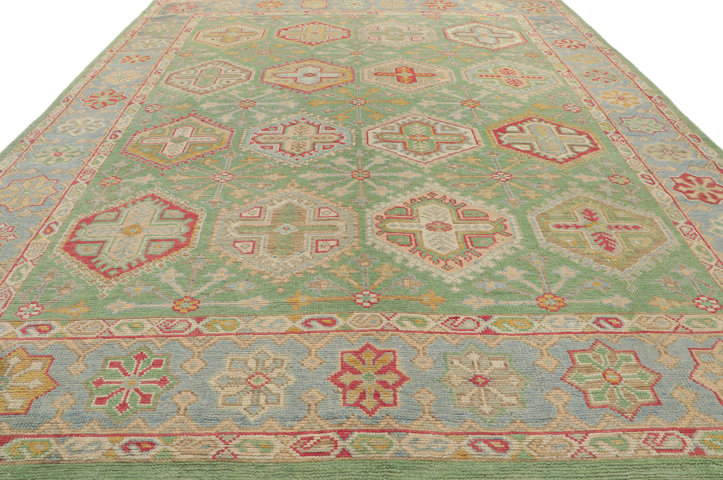9 x 12 Colorful Green Oushak Rug 80734