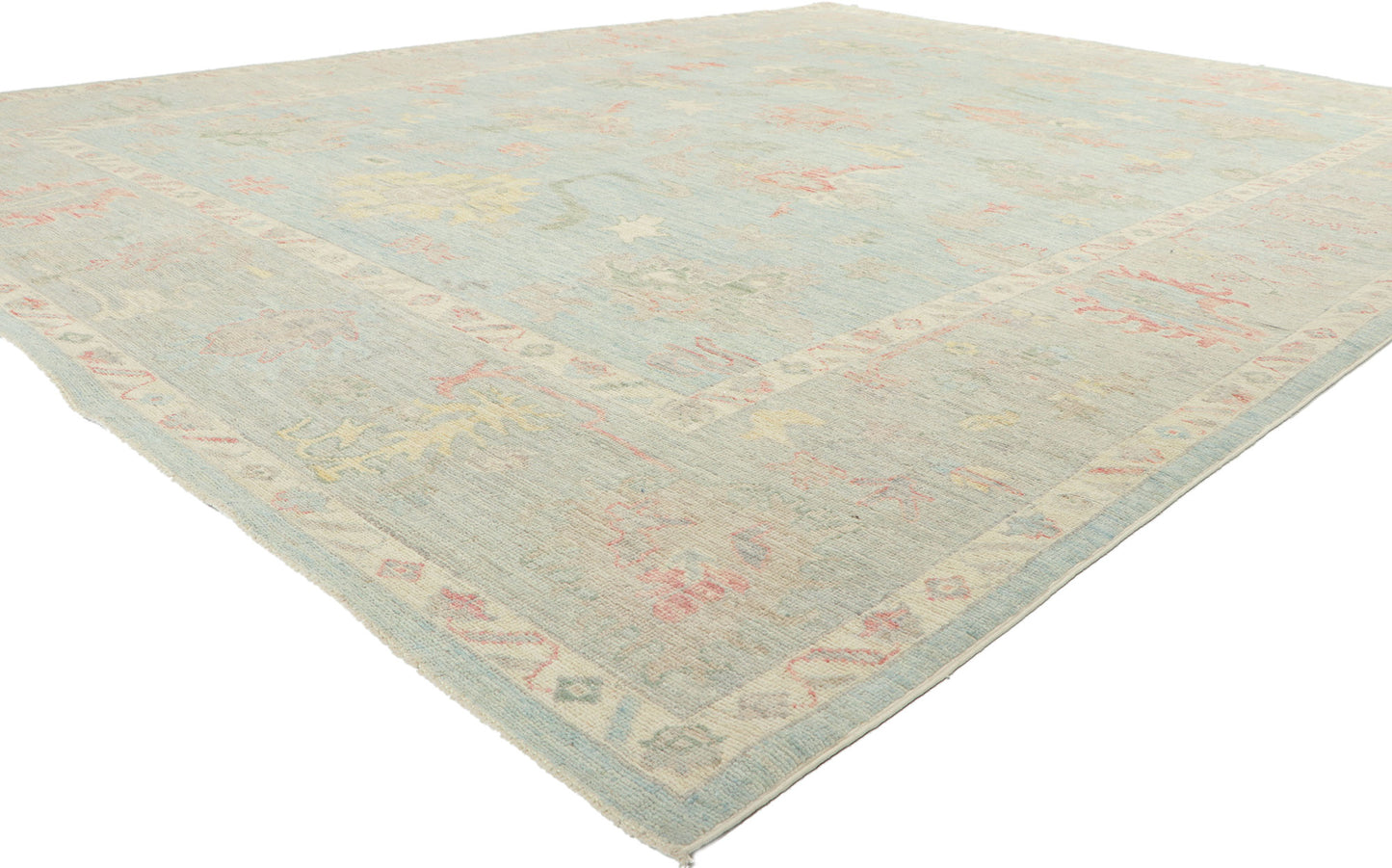 9 x 12 Vintage-Inspired Blue Oushak Rug 80903