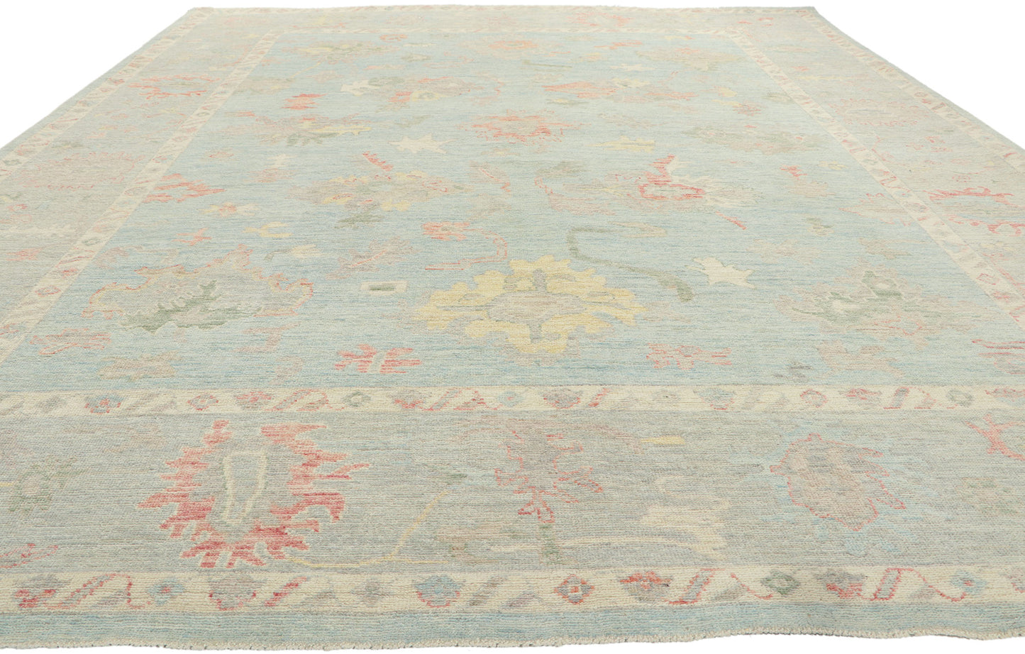9 x 12 Vintage-Inspired Blue Oushak Rug 80903
