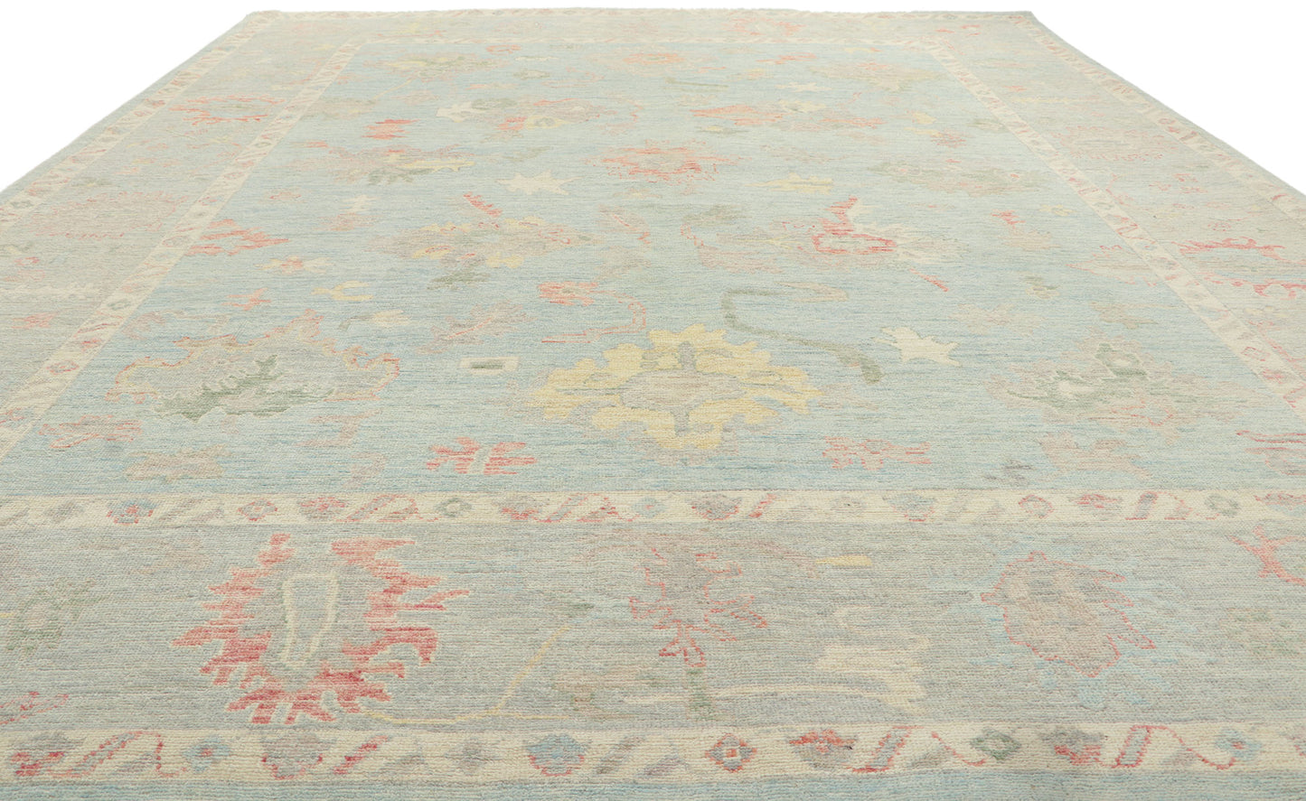 9 x 12 Vintage-Inspired Blue Oushak Rug 80903