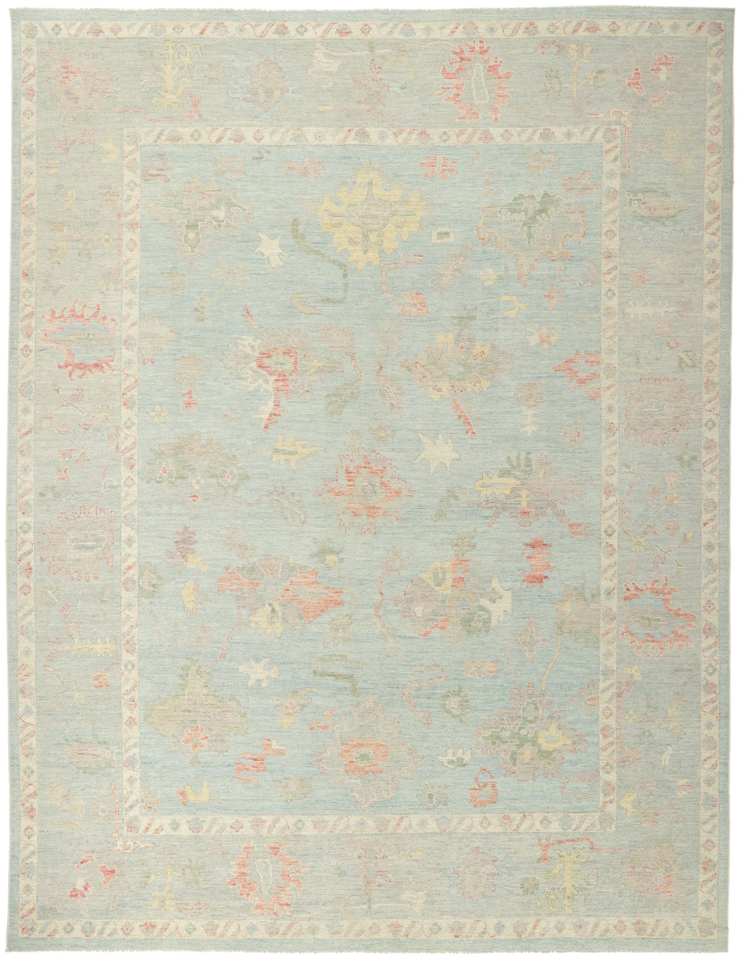 9 x 12 Vintage-Inspired Blue Oushak Rug 80903
