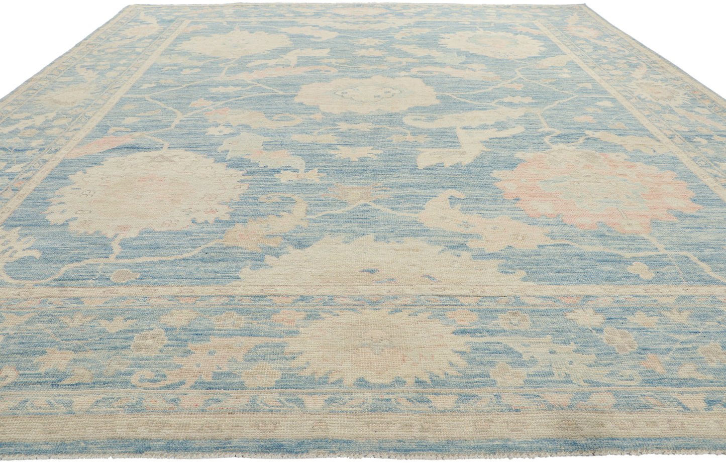9 x 12 Colorful Blue Oushak Rug 80917