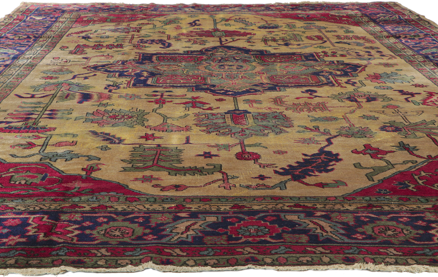 9 x 15 Antique Turkish Serapi Rug 78128