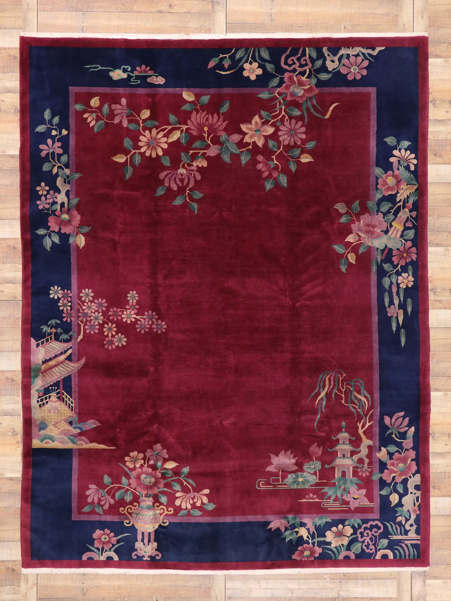 9 x 11 Antique Chinese Art Deco Rug 77450