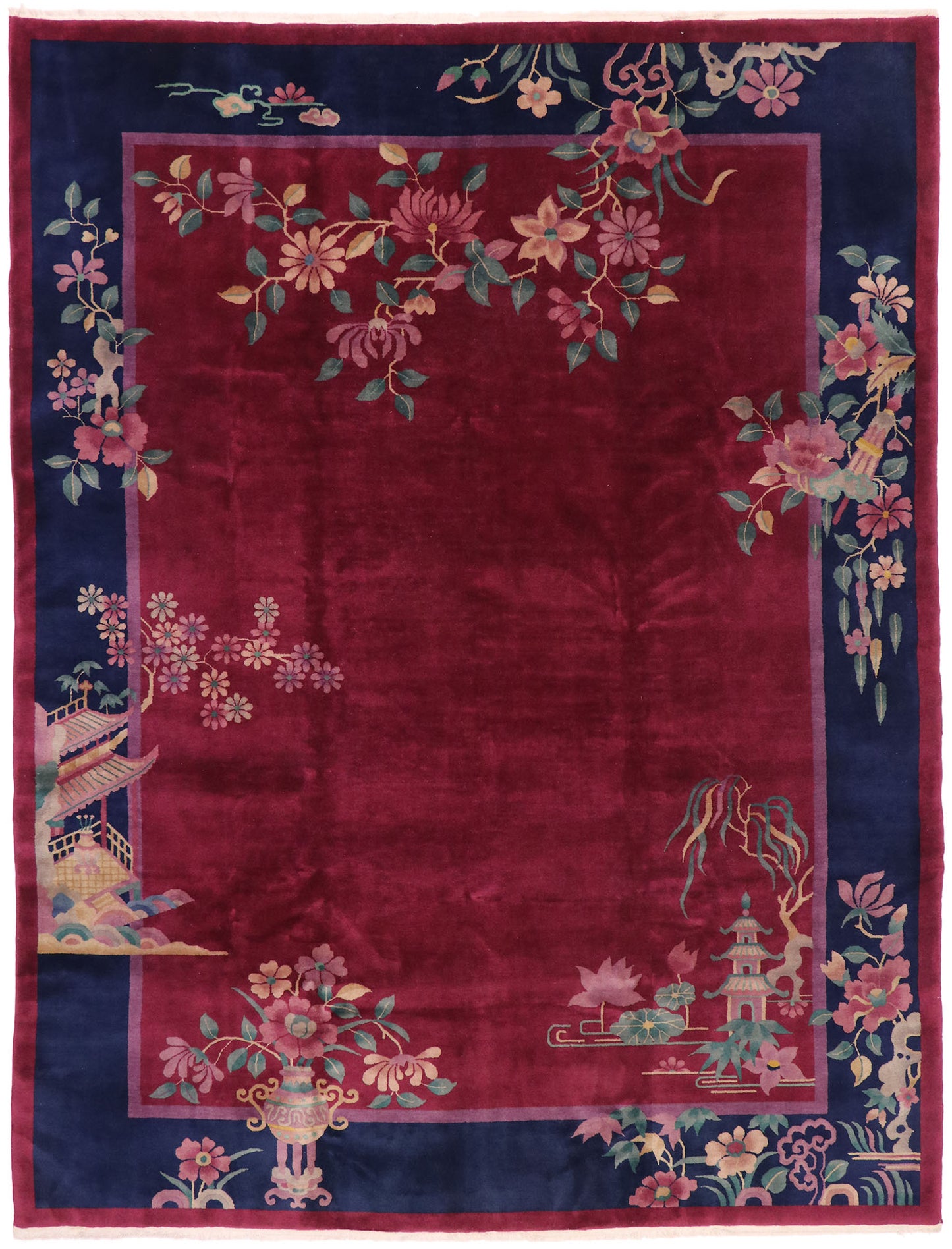 9 x 11 Antique Chinese Art Deco Rug 77450