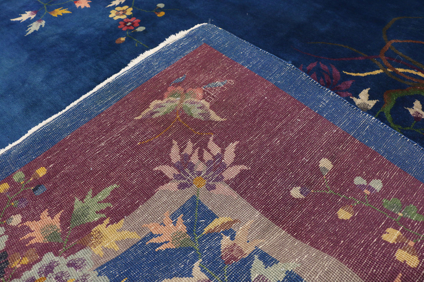 9 x 12 Antique Blue Chinese Art Deco Rug 77231