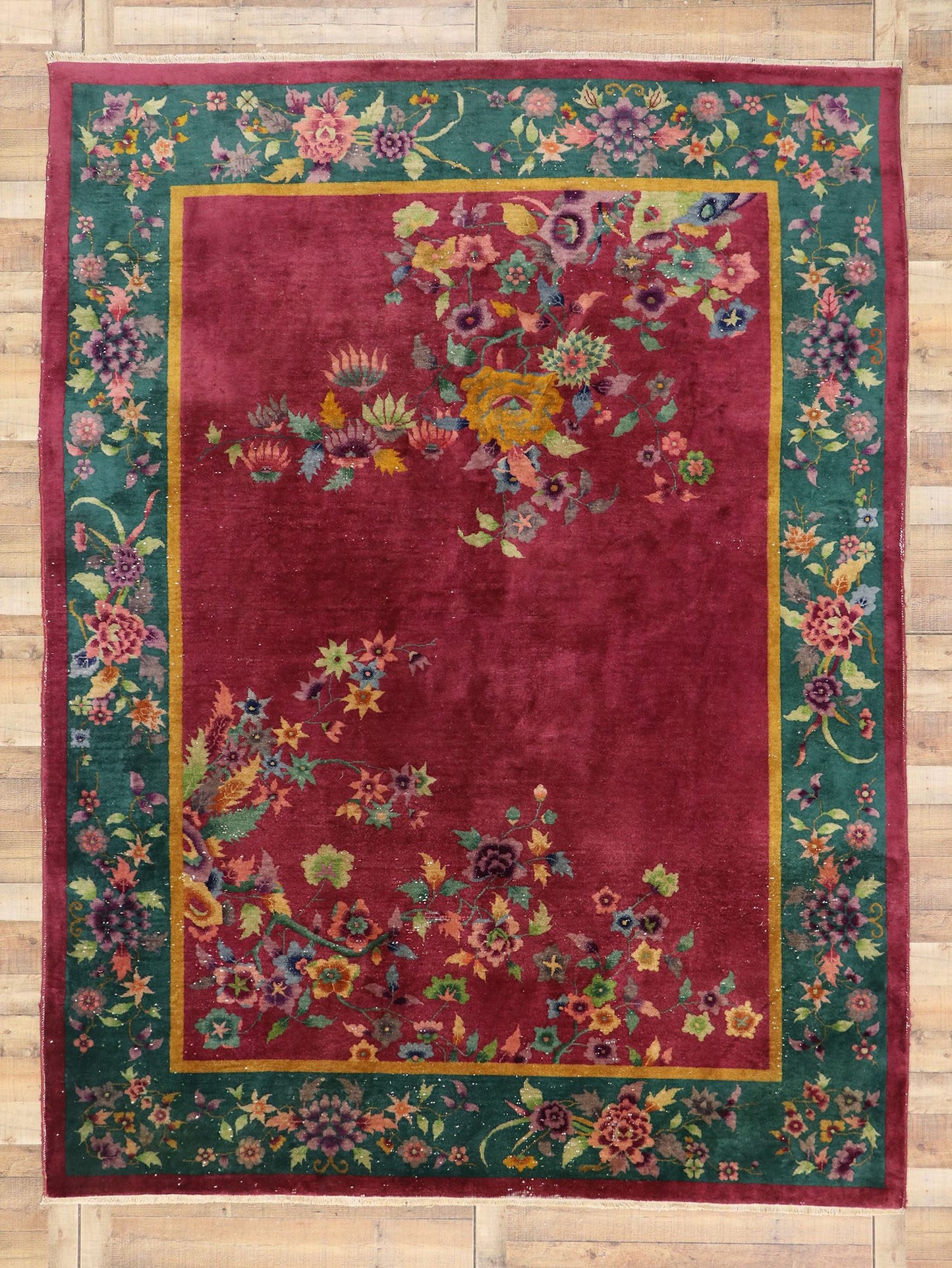 9 x 12 Antique Chinese Art Deco Rug 77454