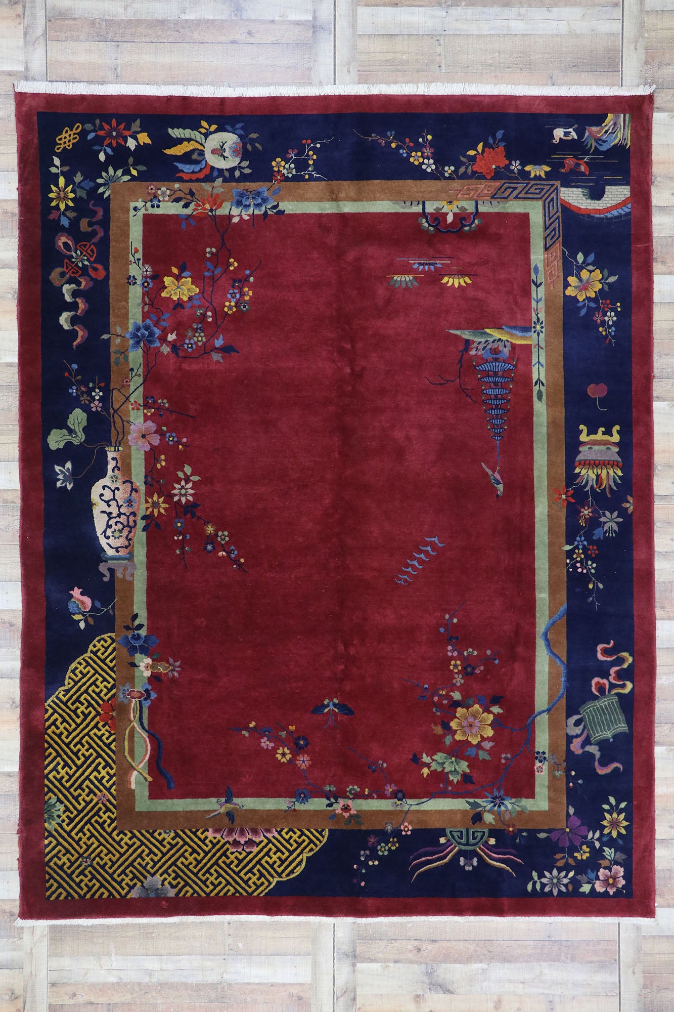 9 x 12 Antique Chinese Art Deco Rug 77631