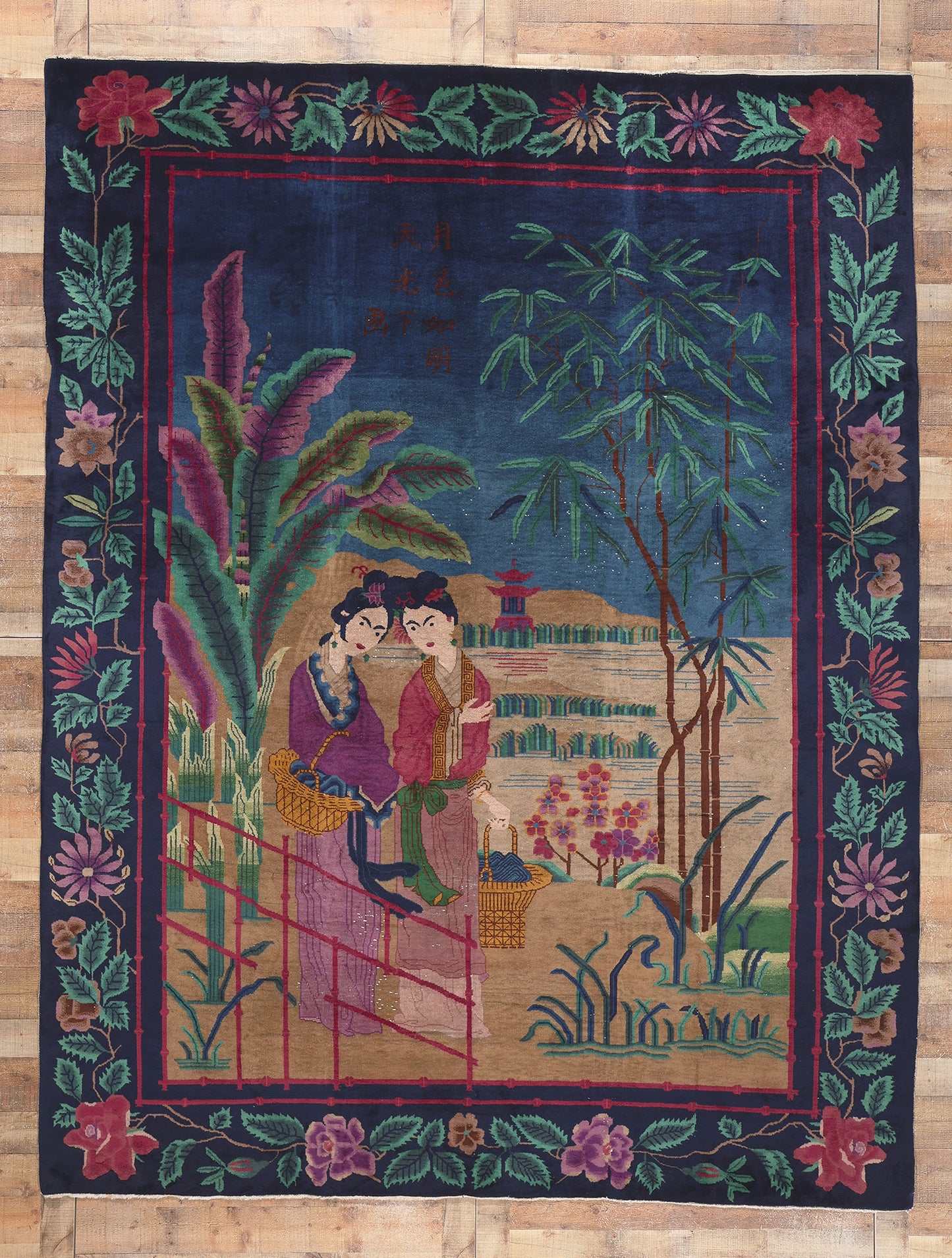 9 x 12 Antique Chinese Art Deco Rug 78614