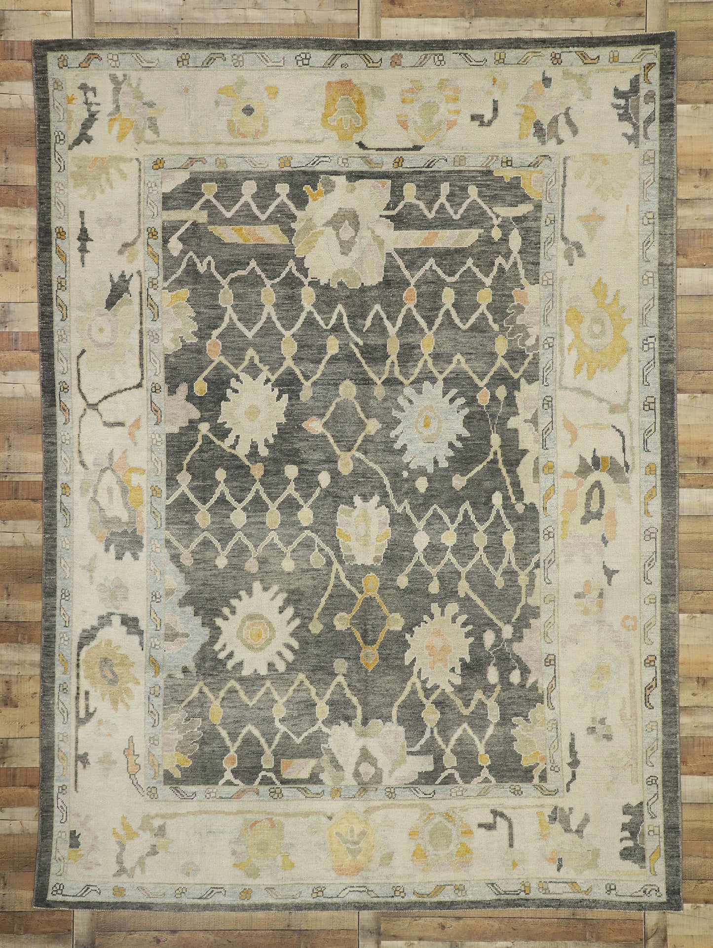 9 x 12 Earth-Tone Turkish Oushak Rug 52643