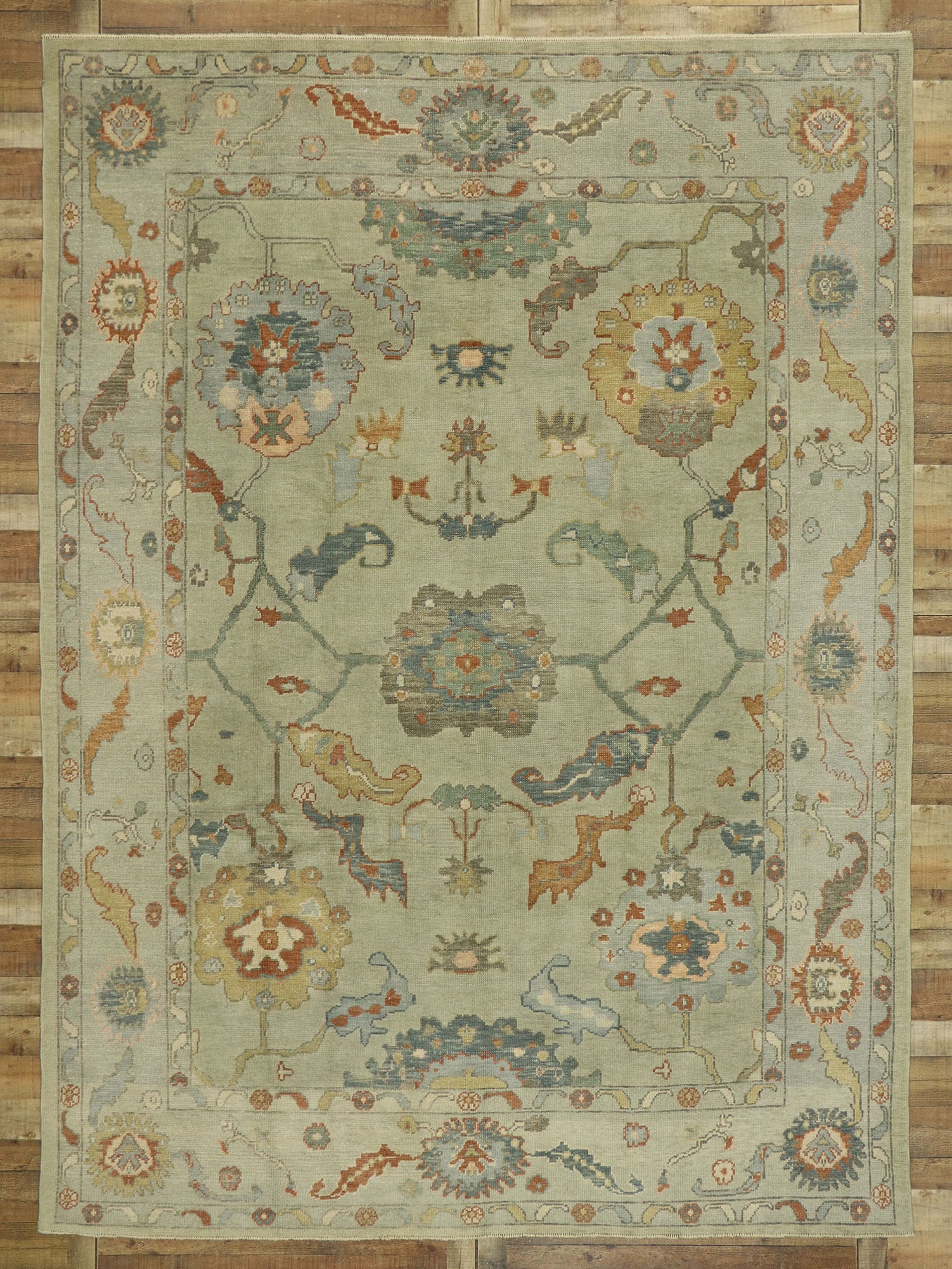 9 x 13 Colorful Turkish Oushak Rug 53195