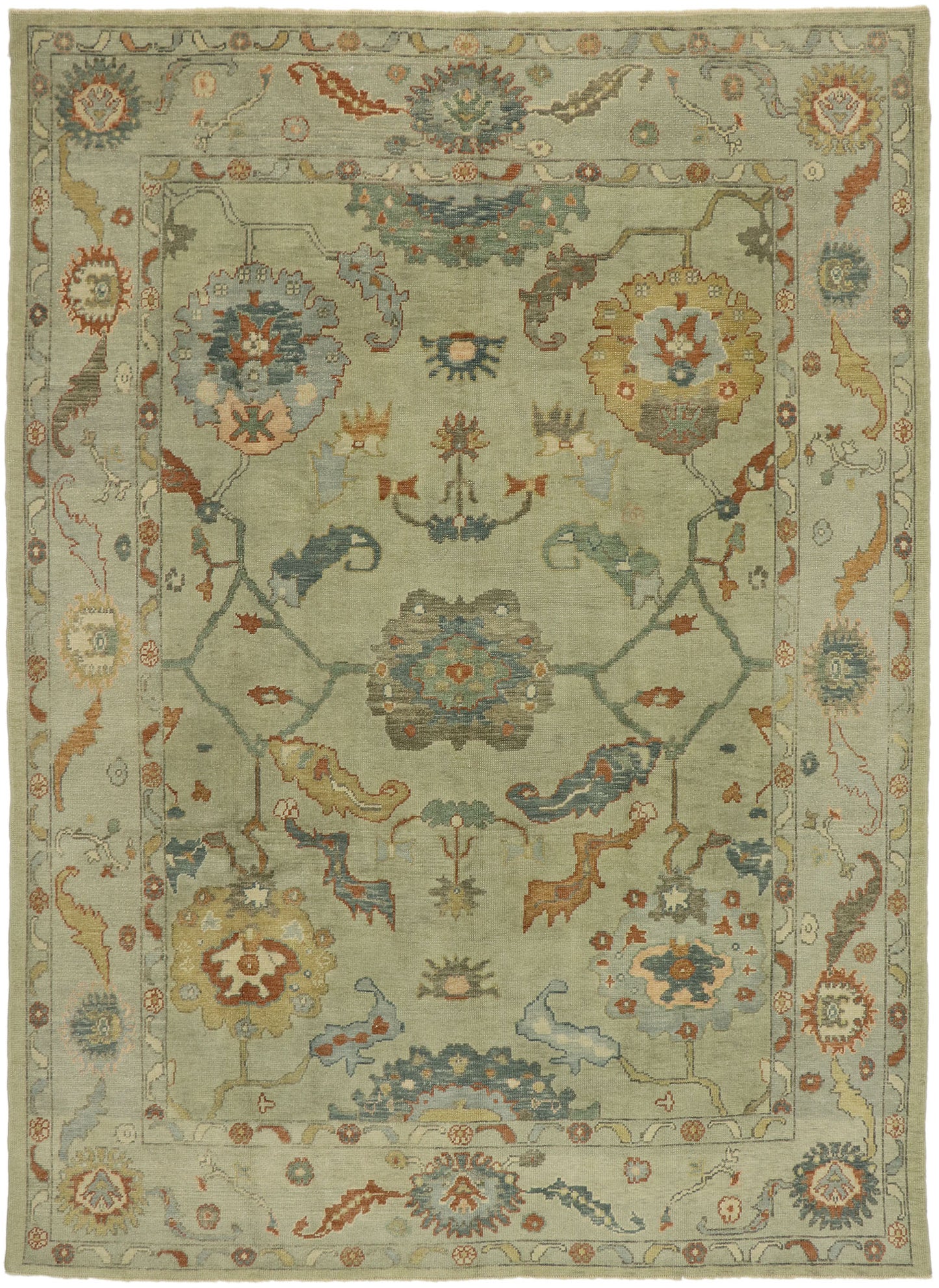 9 x 13 Colorful Turkish Oushak Rug 53195