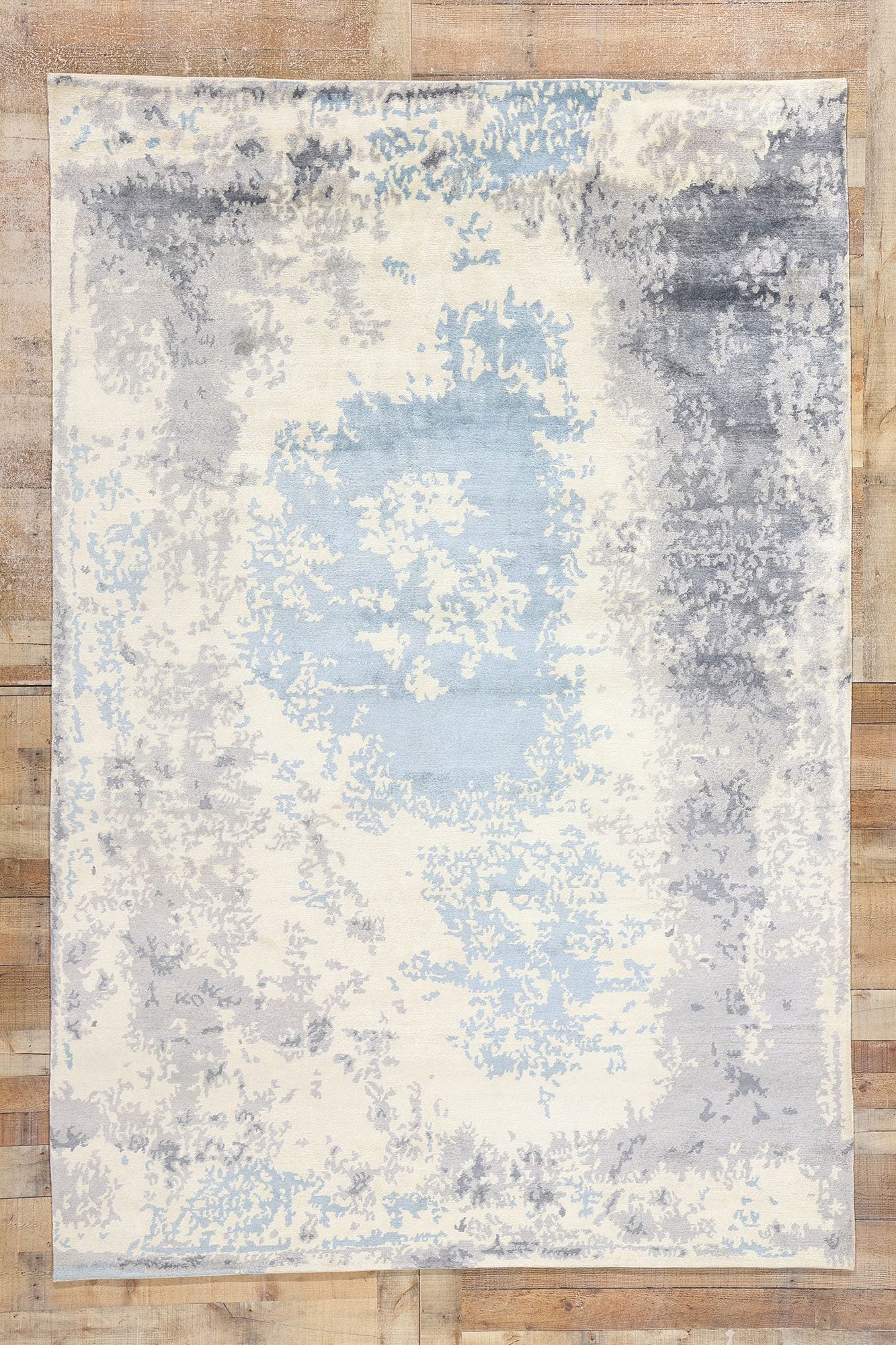 7 x 10 Contemporary Abstract Erased Damask Rug 31138