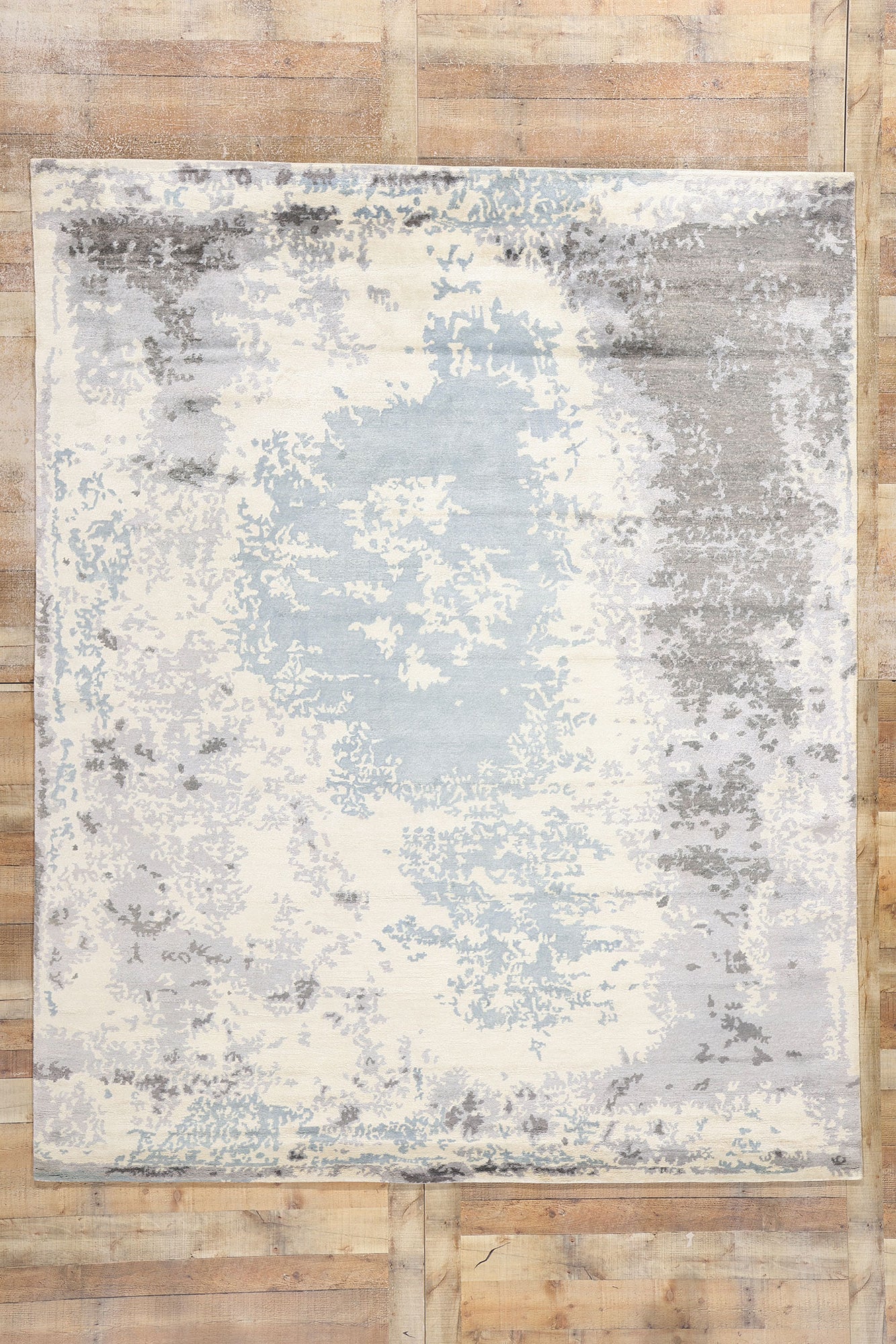 8 x 10 Contemporary Abstract Erased Damask Rug 31137