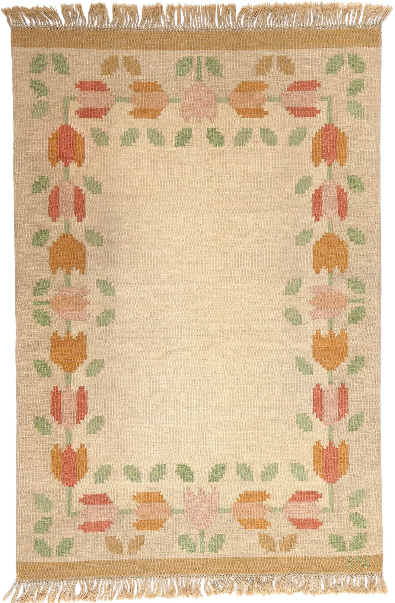 5 x 8 Anne Marie Boberg Vintage Swedish Rollakan Rug 78835