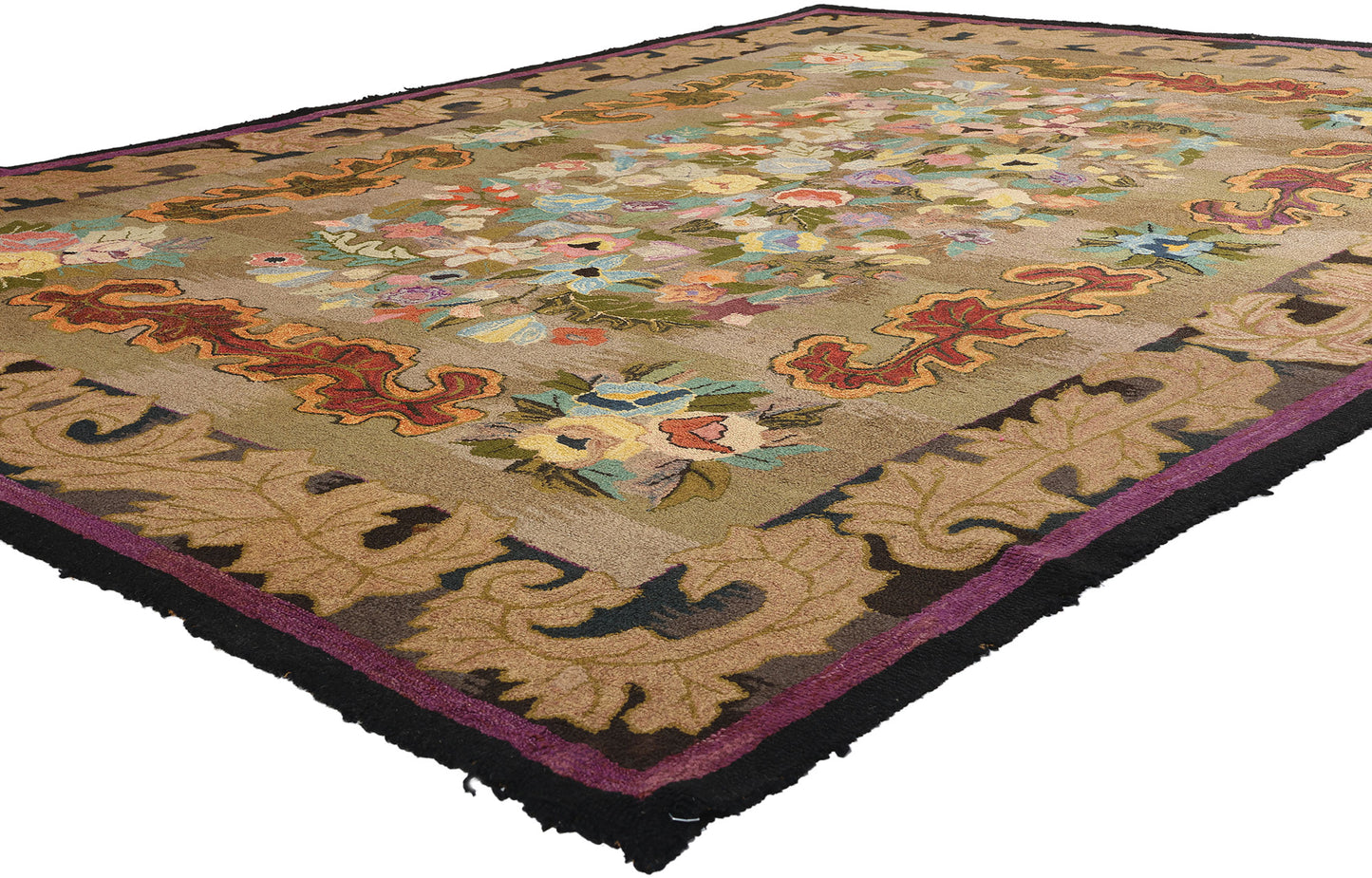 9 x 12 Antique American Hooked Rug 74176