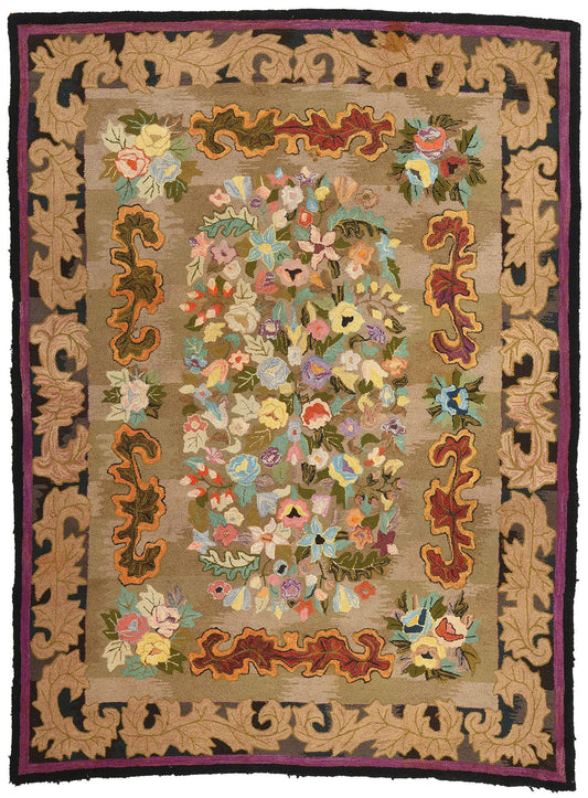 9 x 12 Antique American Hooked Rug 74176