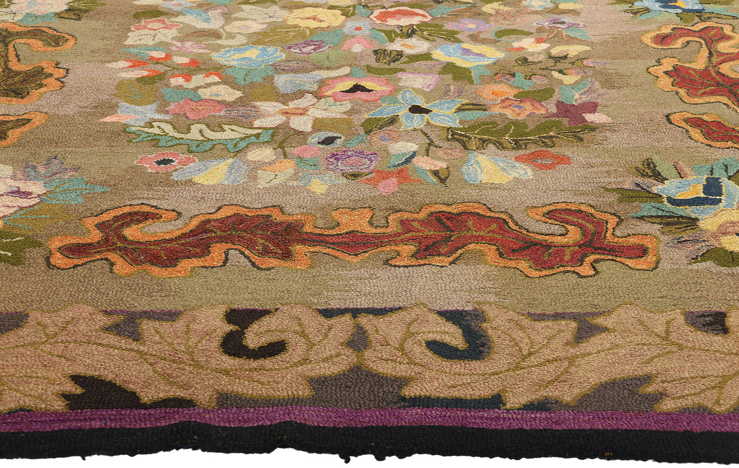 9 x 12 Antique American Hooked Rug 74176