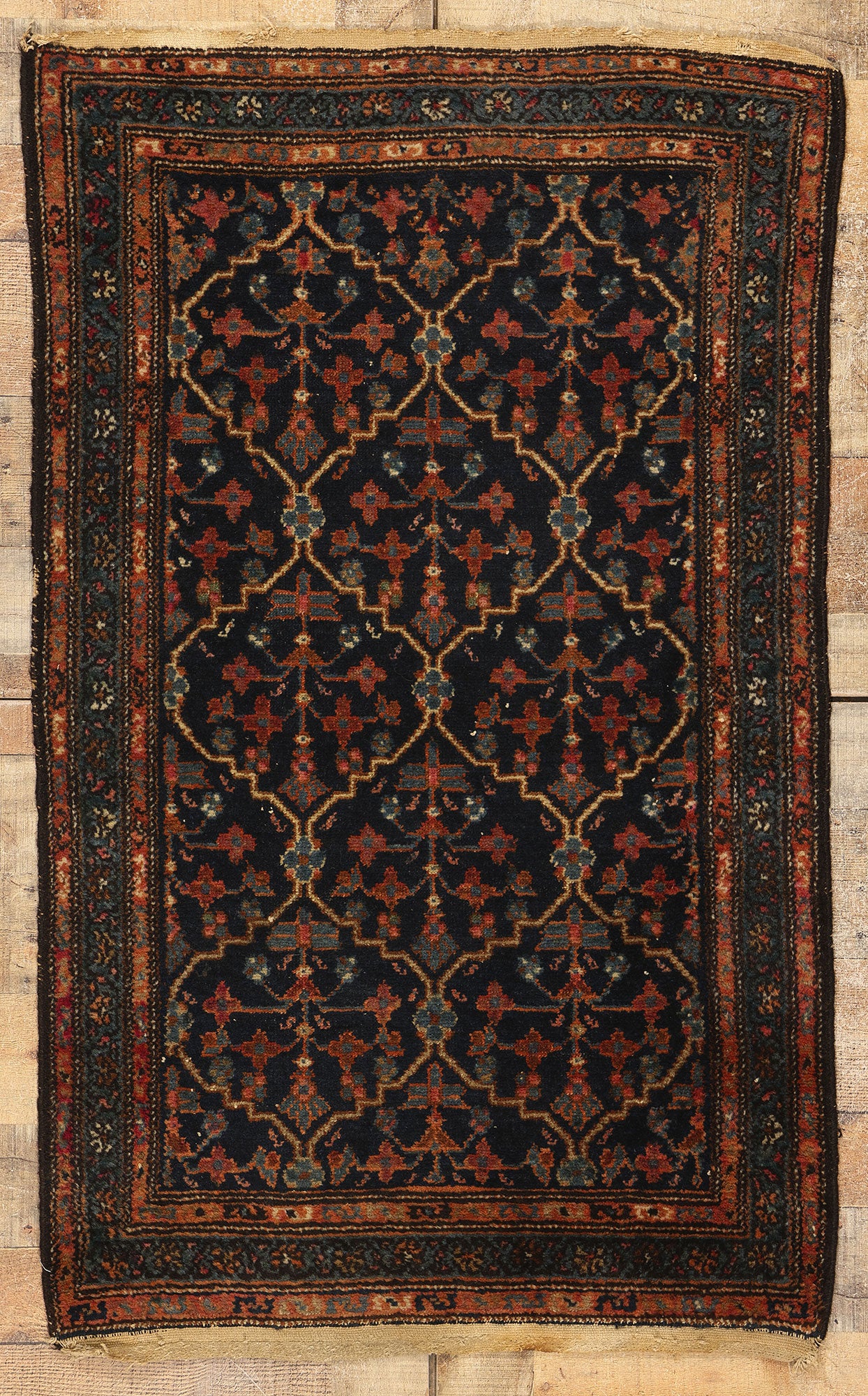 3 x 4 Antique Black Persian Hamadan Rug 78737