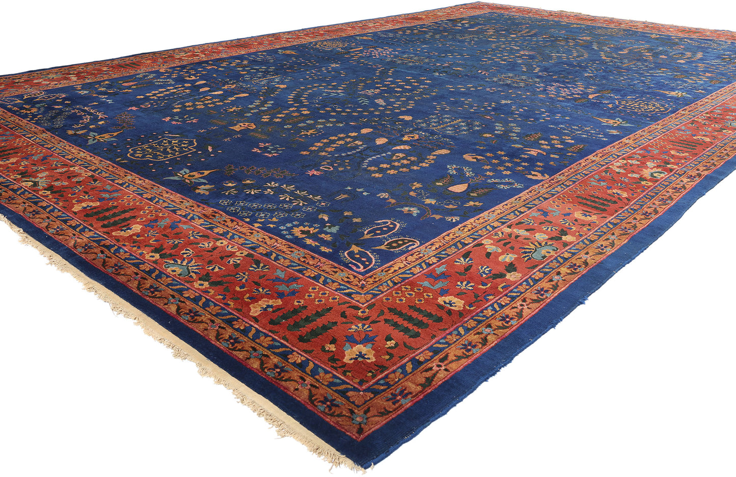 11 x 17 Antique Blue Indian Agra Rug 90027