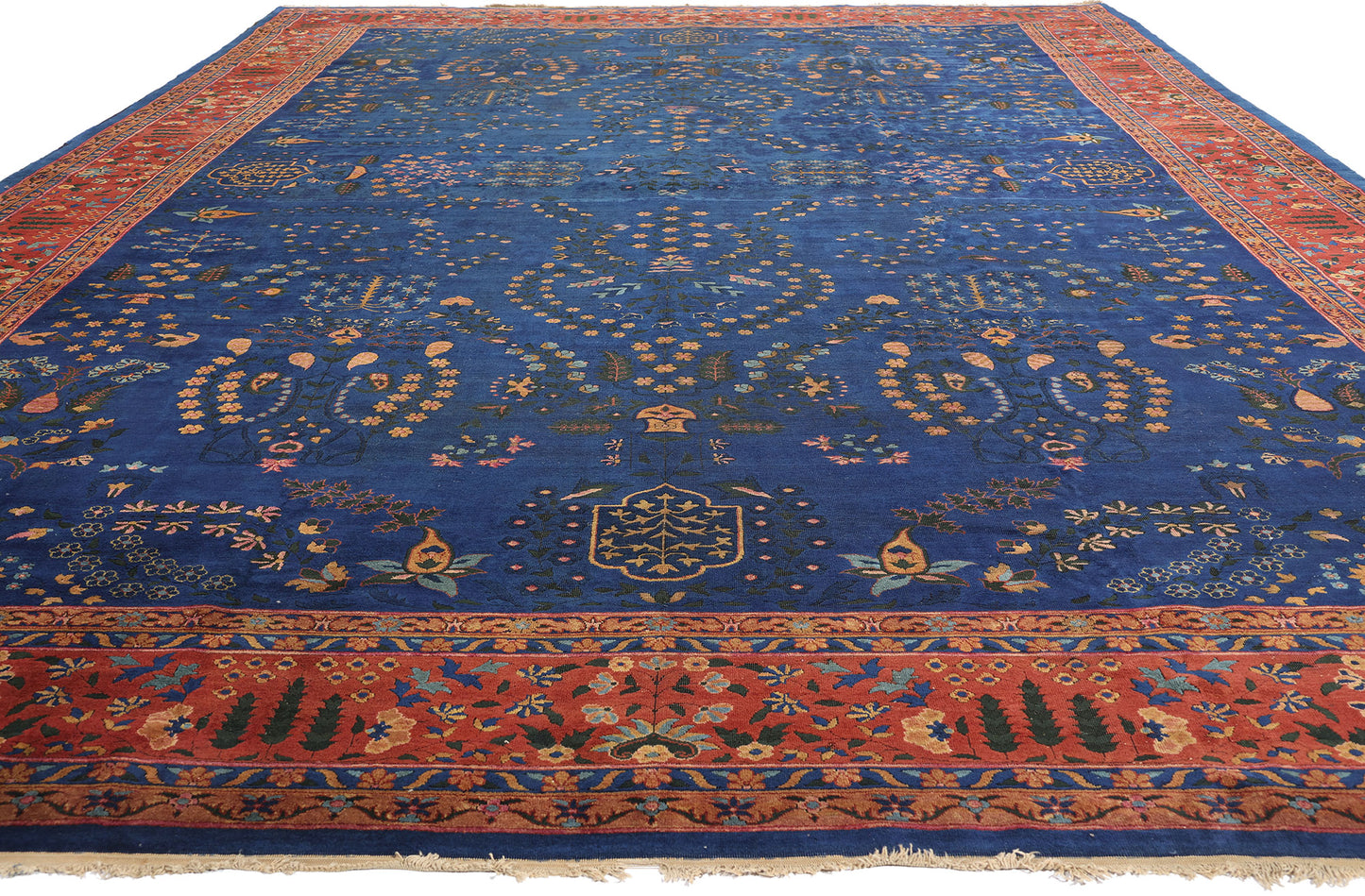 11 x 17 Antique Blue Indian Agra Rug 90027