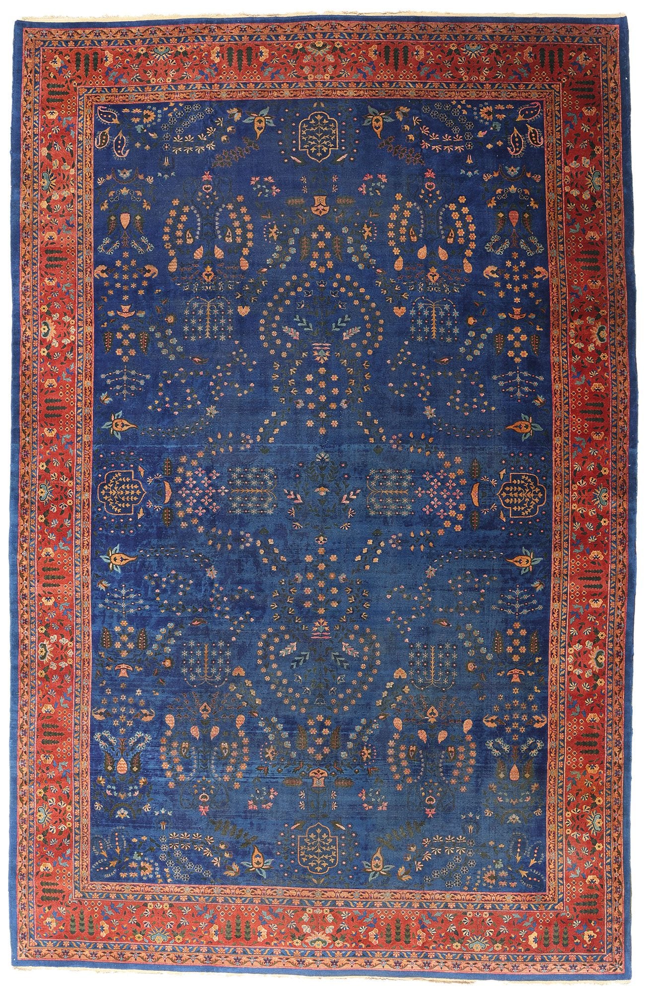 11 x 17 Antique Blue Indian Agra Rug 90027