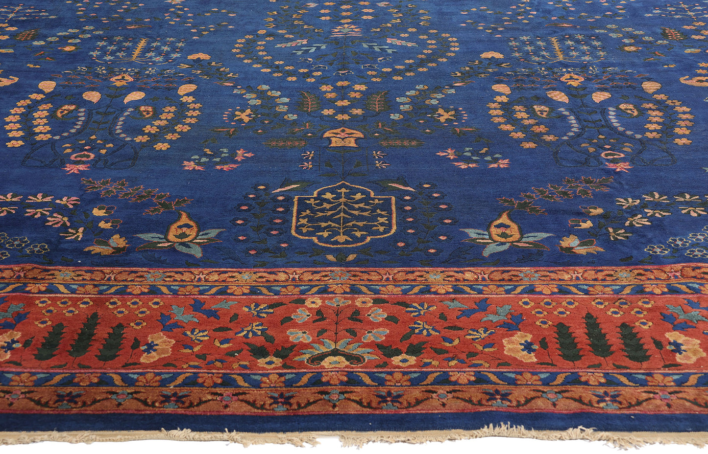 11 x 17 Antique Blue Indian Agra Rug 90027