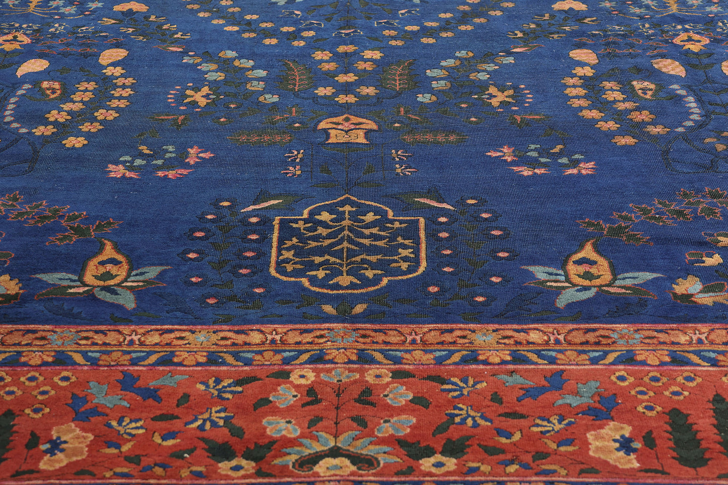 11 x 17 Antique Blue Indian Agra Rug 90027