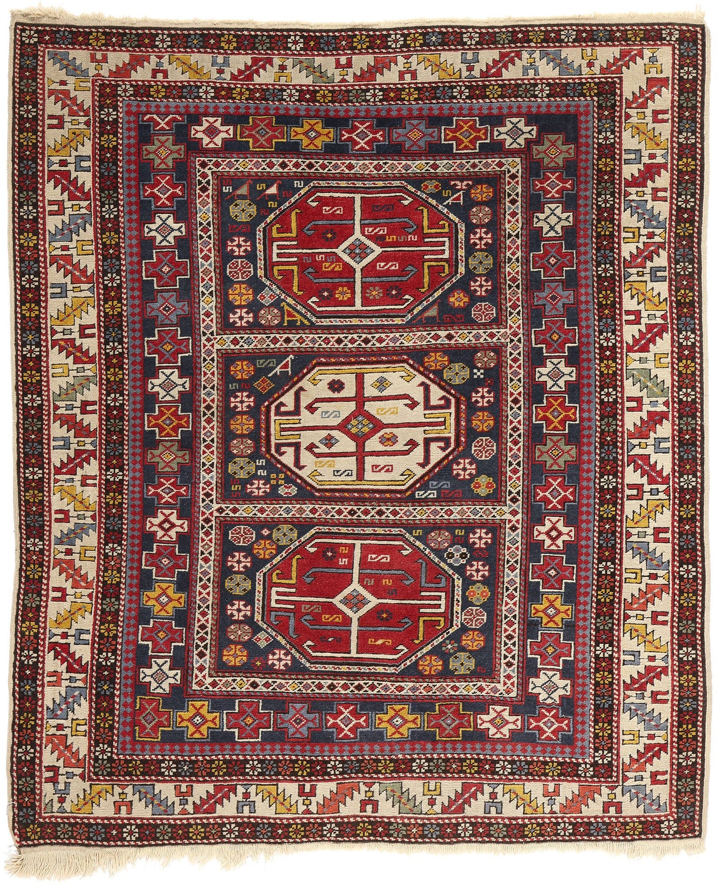 4 x 5 Antique Caucasian Kazak Rug 78813