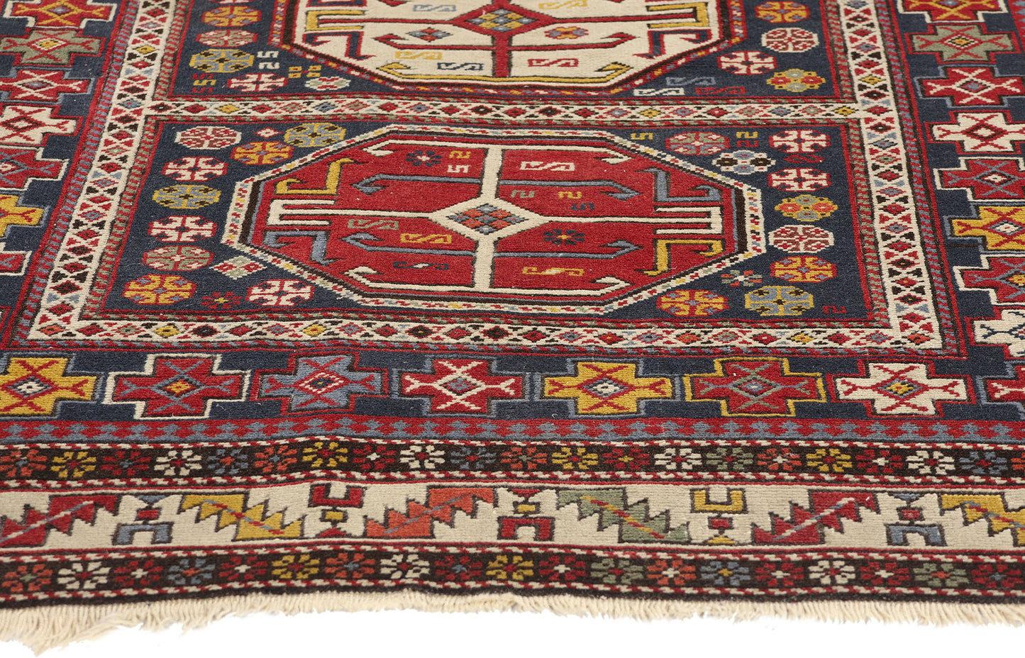 4 x 5 Antique Caucasian Kazak Rug 78813