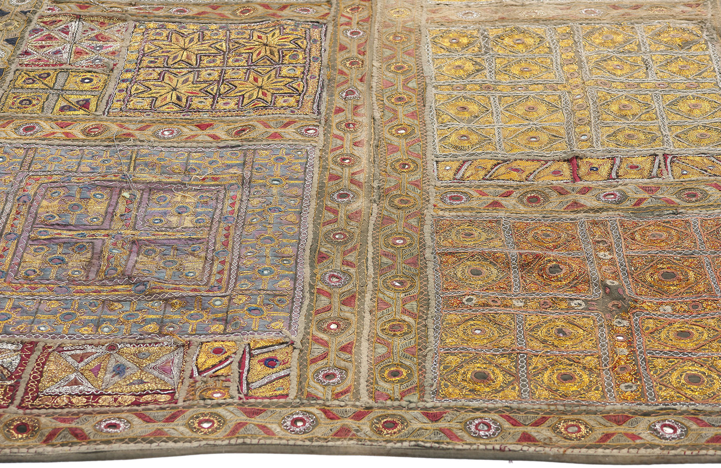 3 x 6 Antique Embroidered Indian Tapestry 78807