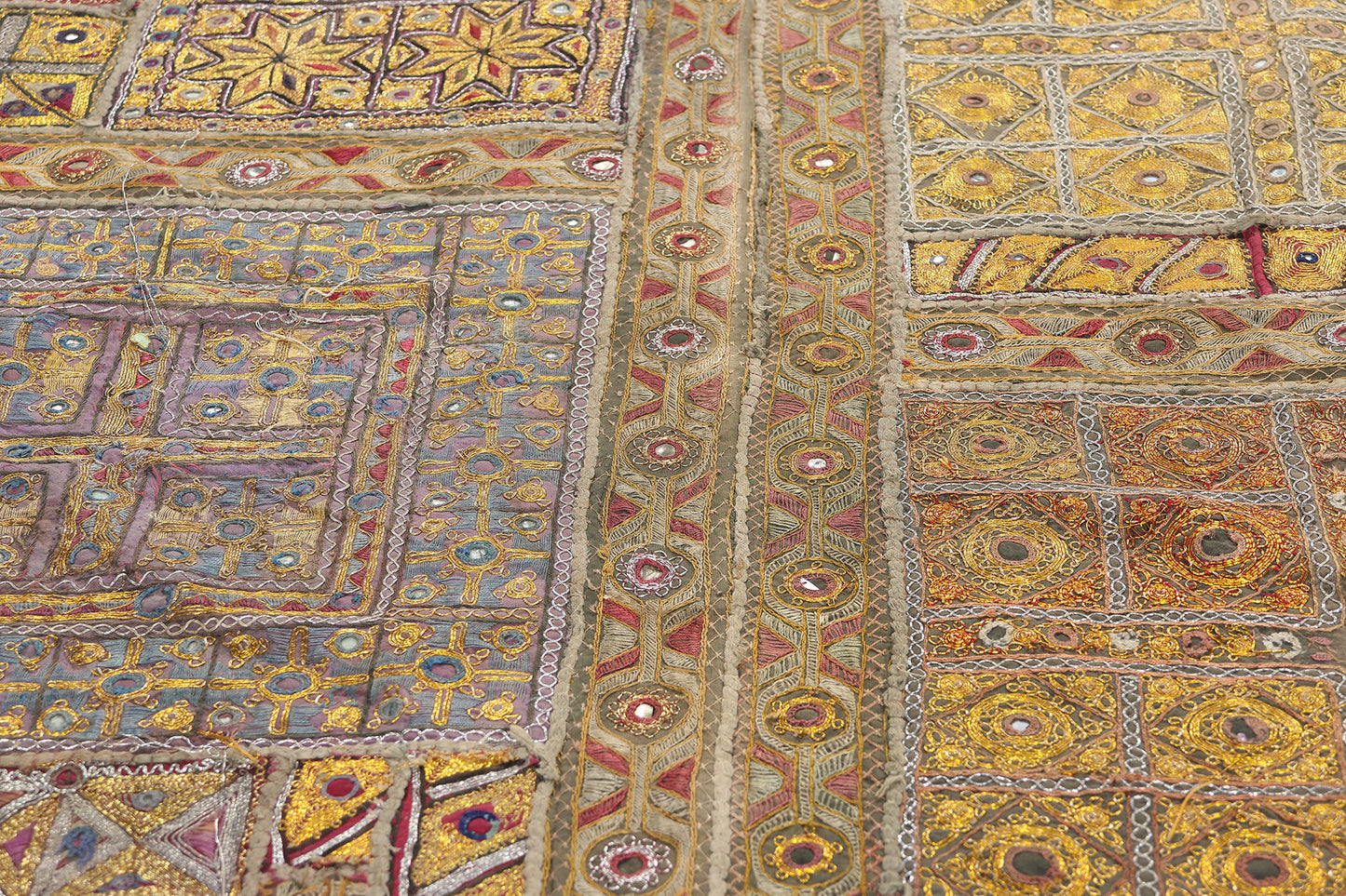 3 x 6 Antique Embroidered Indian Tapestry 78807