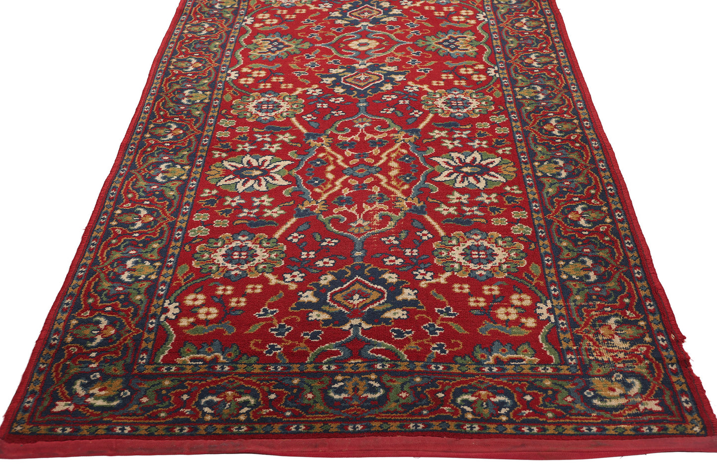 3 x 11 Antique European Red Floral Machine-Made Rug 73163