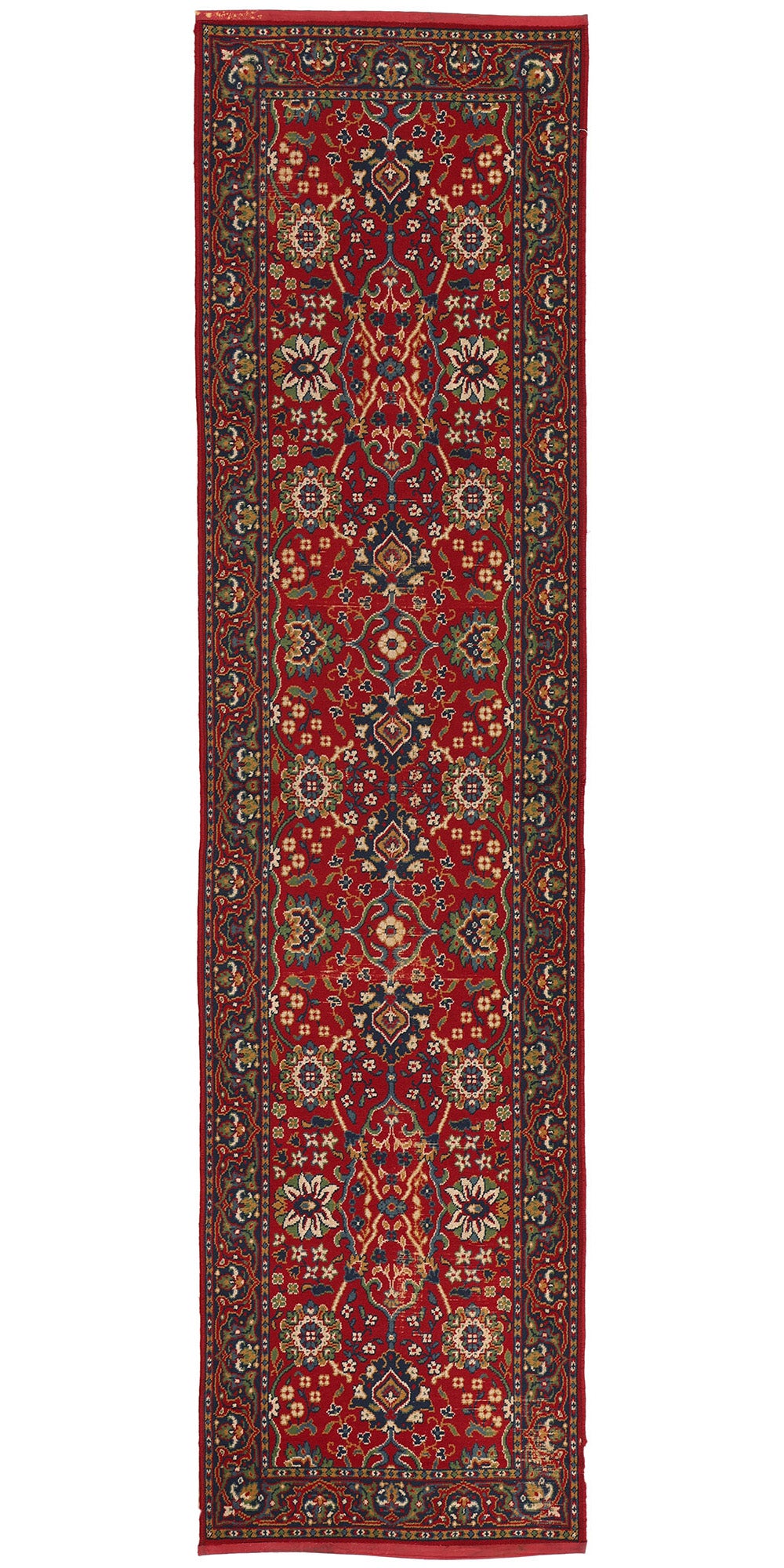 3 x 11 Antique European Red Floral Machine-Made Rug 73163
