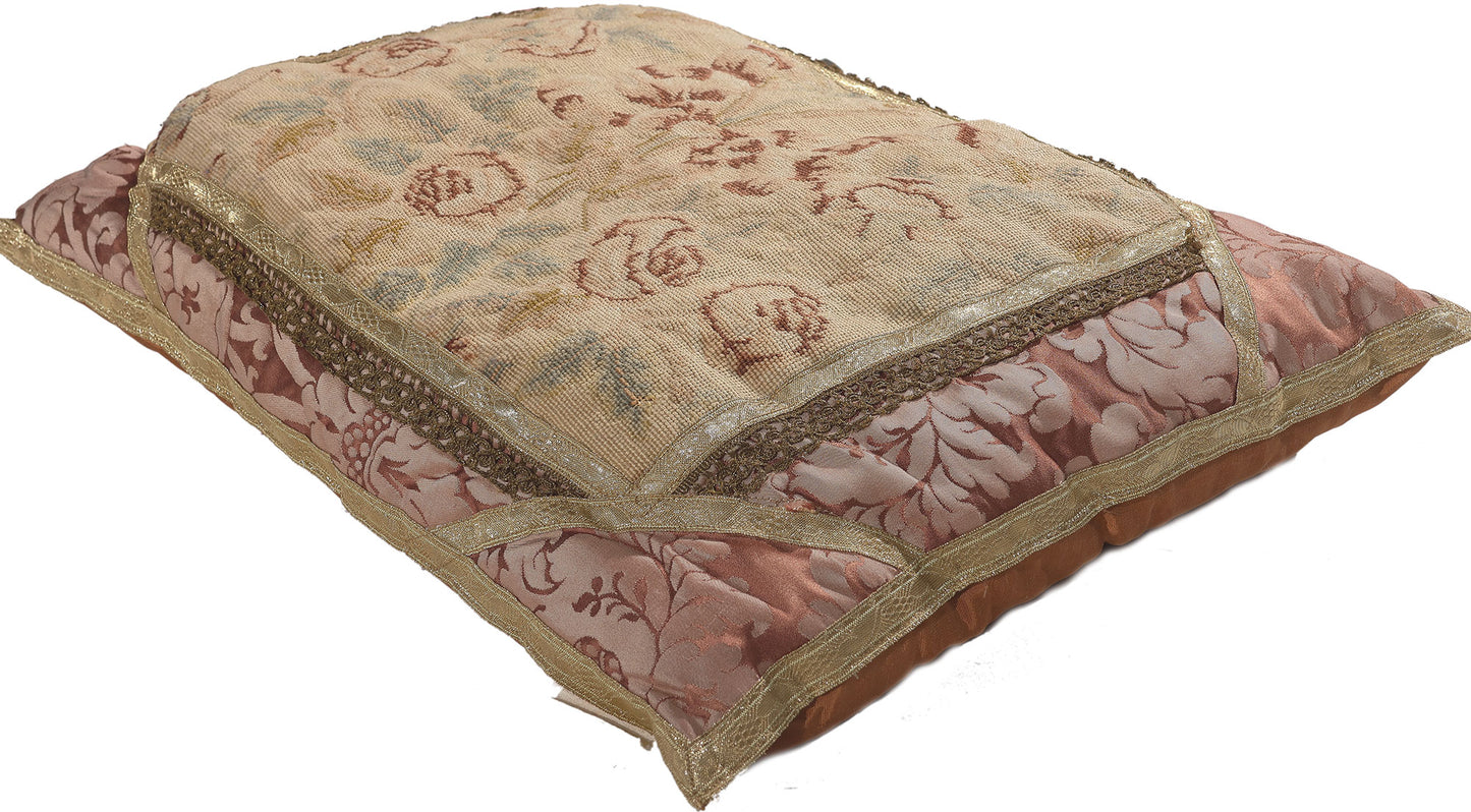 2 x 1 Antique French Aubusson Pillow 78621