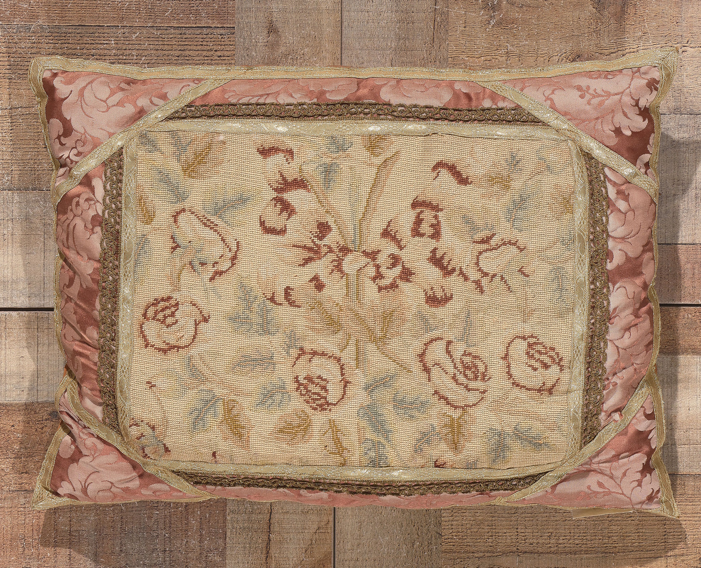 2 x 1 Antique French Aubusson Pillow 78621
